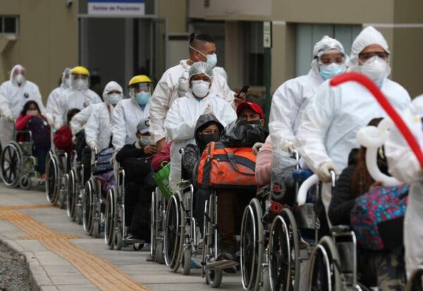 Covid-19 patients were discharged from a temporary hospital in Lima, Peru, last month. The study may help explain why so-called “long-haulers” continue to experience symptoms long after the virus has left their bodies.