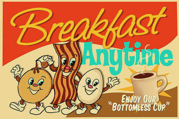 Wall Art - Digital Art - Breakfast Anytime by Retroplanet