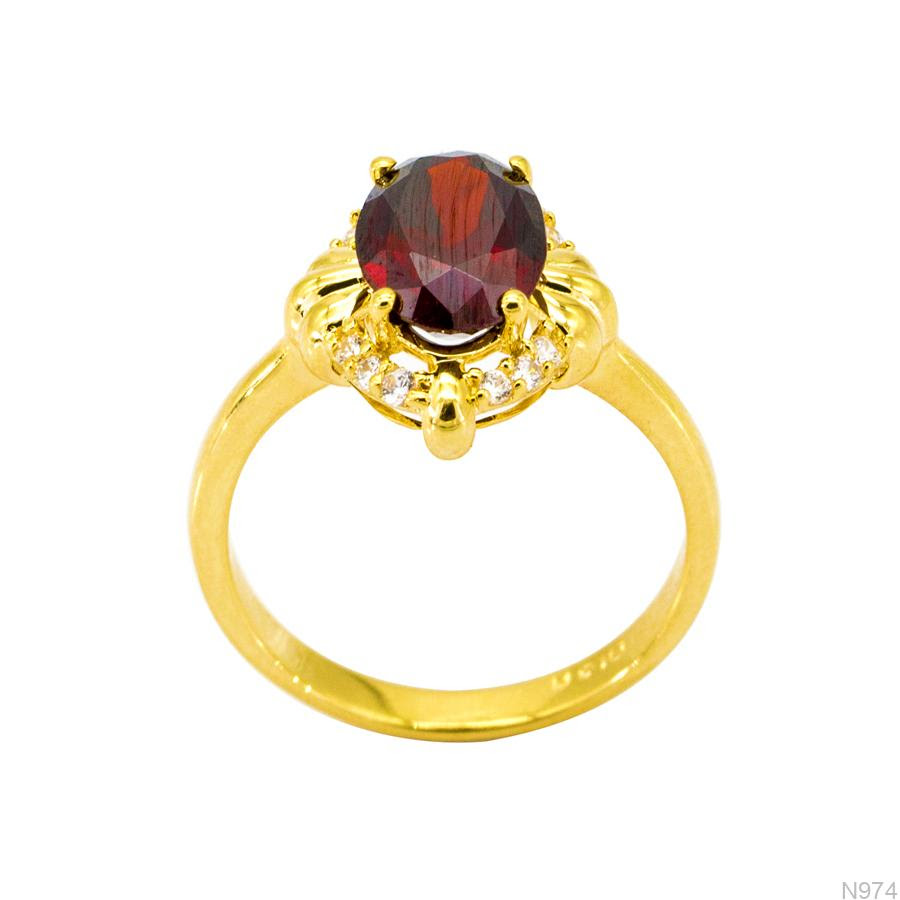 N974 Nhẫn đính hôn đá đỏ ruby vàng 18k
