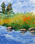 Foothill River Abstract Palette Knife Painting - Posted on Thursday, April 2, 2015 by Mark Webster