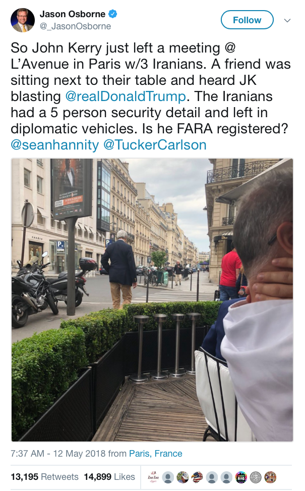 John Kerry seen meeting with Iranian officials in Paris