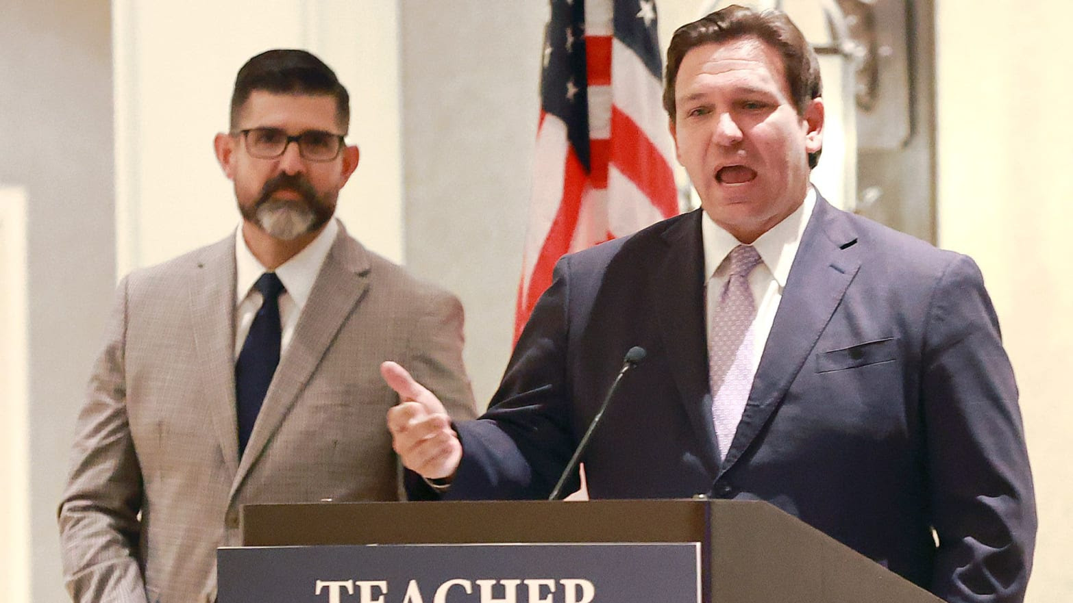 Florida Gov. Ron DeSantis speaks to teachers at a Florida Teacher of the Year Conference at the J.W. Marriott Orlando.
