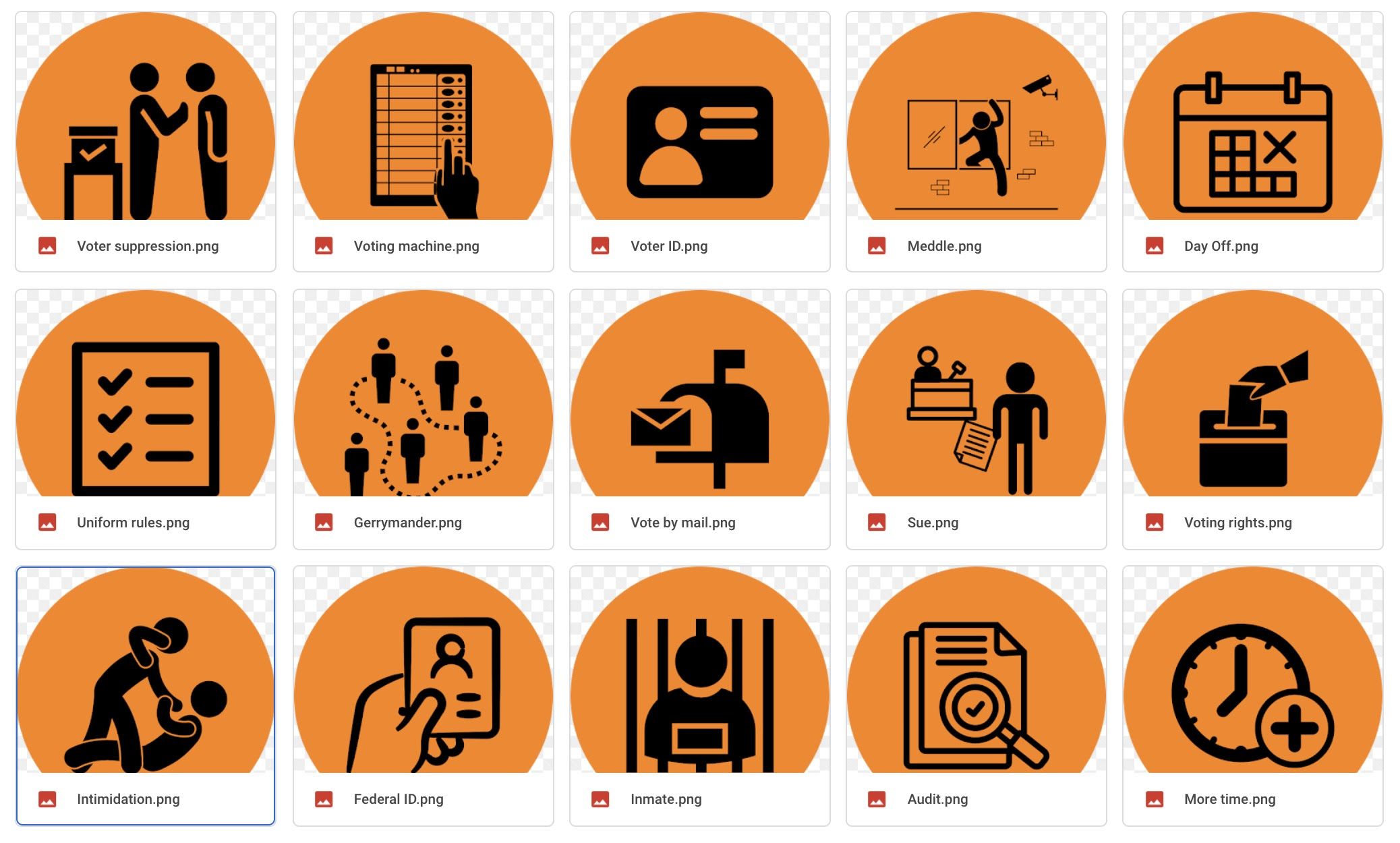 Free icons used in the Freedom To Vote infographics