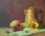 Copper Pitcher, Grapes and a Sunflower-Demonstration painting - Posted on Friday, November 21, 2014 by Kelli Folsom