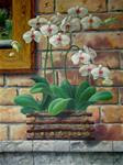 White Orchids by the Brick Wall - Posted on Sunday, February 8, 2015 by Taya Barishev