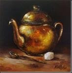 Copper Teapot. Oil on wood board 6x6 inches - Posted on Sunday, December 7, 2014 by Nina R. Aide