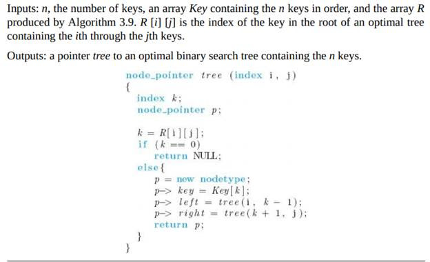 Implement The Optimal Binary Search Tree Algorithm (Algorithm 3.9) And ...