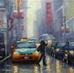 Crossing Yonge Street in The Rain, Dundas Square - Posted on Sunday, March 1, 2015 by Catherine Jeffrey