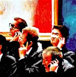 Telephone Bids 4- Workers Taking Telephone Bids During Evening Auction At Christie's - Posted on Wednesday, December 17, 2014 by Gerard Boersma