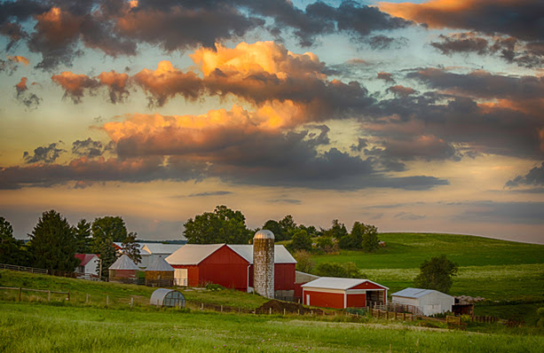 Farmland with beautiful clouds.