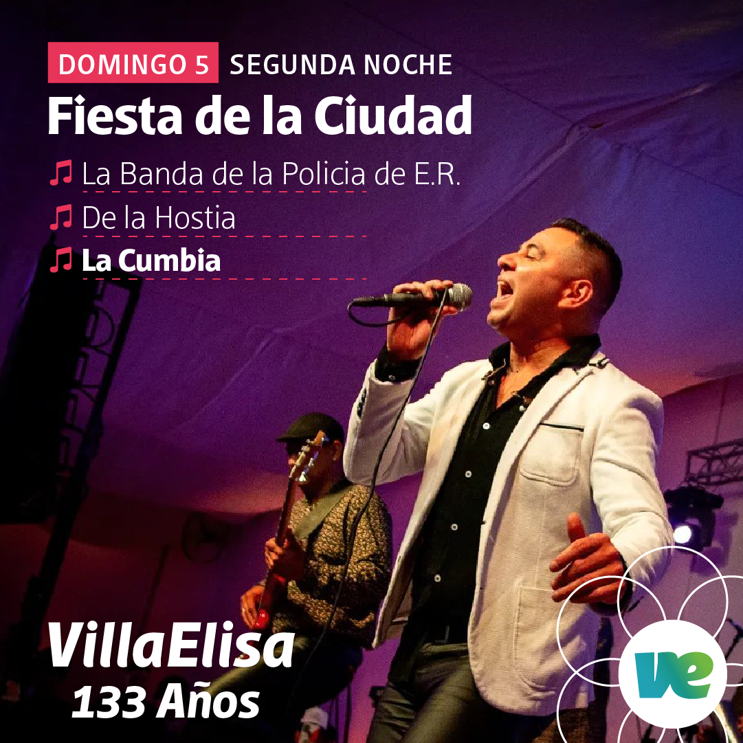 ＂La Cumbia＂ será la banda principal de la última noche de la fiesta de la ciudad de Villa Elisa