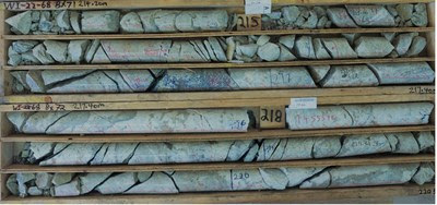 Image 1: WI22-68 Visibly Coarse-grained REE Mineralization
Within Interval Grading 6.70% TREO Over 18 Metres (CNW Group/Defense Metals Corp.)