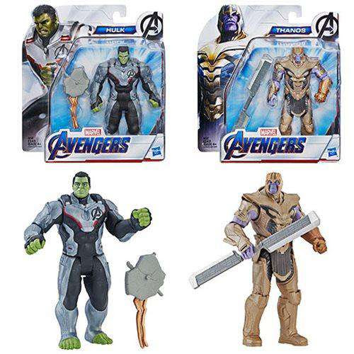 Image of Avengers: Endgame 6" Action Figure Wave 2 DLX Movie Figures Set of 2 - Team Suit Hulk & Thanos