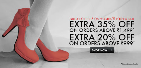 Buy for 999 or above get extra 20% Off, Buy for 1499 or above get extra 35% Off on Select Womens Footwear, See final price in cart