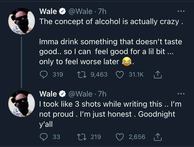 The concept of drinking alcohol is crazy ? Rapper Wale 