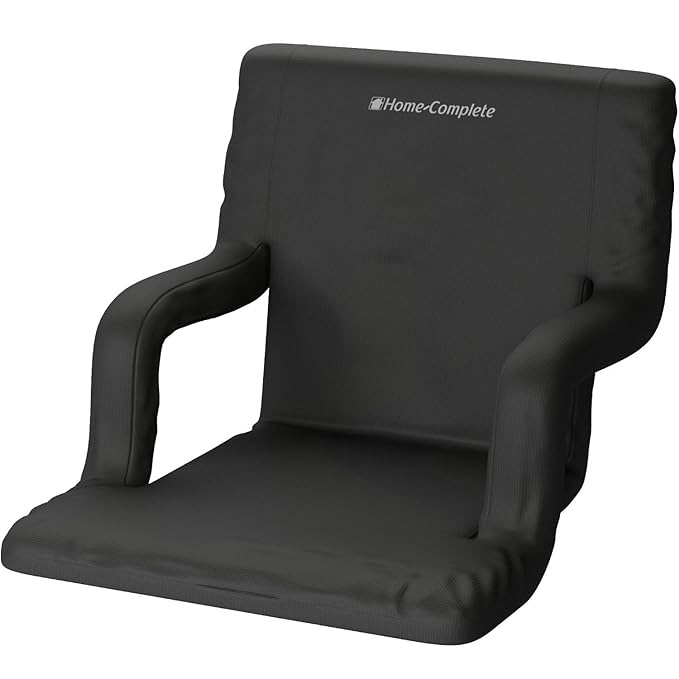Home-Complete Stadium Seat Chair- Wide Bleacher Cushion with Padded Back Support, Armrests, 6 Reclining Positions and Portable Carry Straps