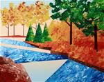 Mark Webster - Abstract Autumn River Landscape Acrylic Painting - Posted on Wednesday, January 21, 2015 by Mark Webster