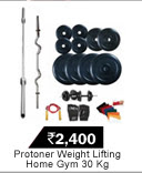 Protoner Weight Lifting Home Gym 30 Kg + 4 Rods (1 Curl)+ Gloves+ Rope+W Band