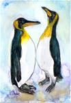 5x7 Emperor Penguins Watercolor Birds Illustration by Penny StewArt - Posted on Monday, February 23, 2015 by Penny Lee StewArt