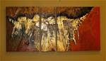 Geological Abstract Art Painting "GOLDEN MANTLE" by Colorado Mixed Media Artist Carol Nelson - Posted on Saturday, February 28, 2015 by Carol Nelson