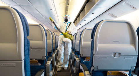 Desinfección dentro de un vuelo.