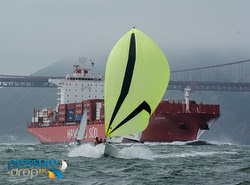 J/70 sailing fast on San Francisco Bay