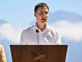 Canada's Prime Minister Justin Trudeau makes an announcement on Bowen Island in British Columbia, Canada, July 19, 2022.