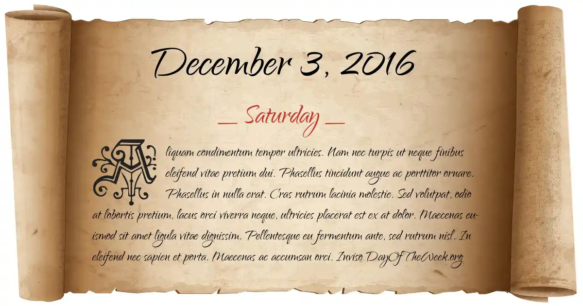 Image result for saturday 3 december