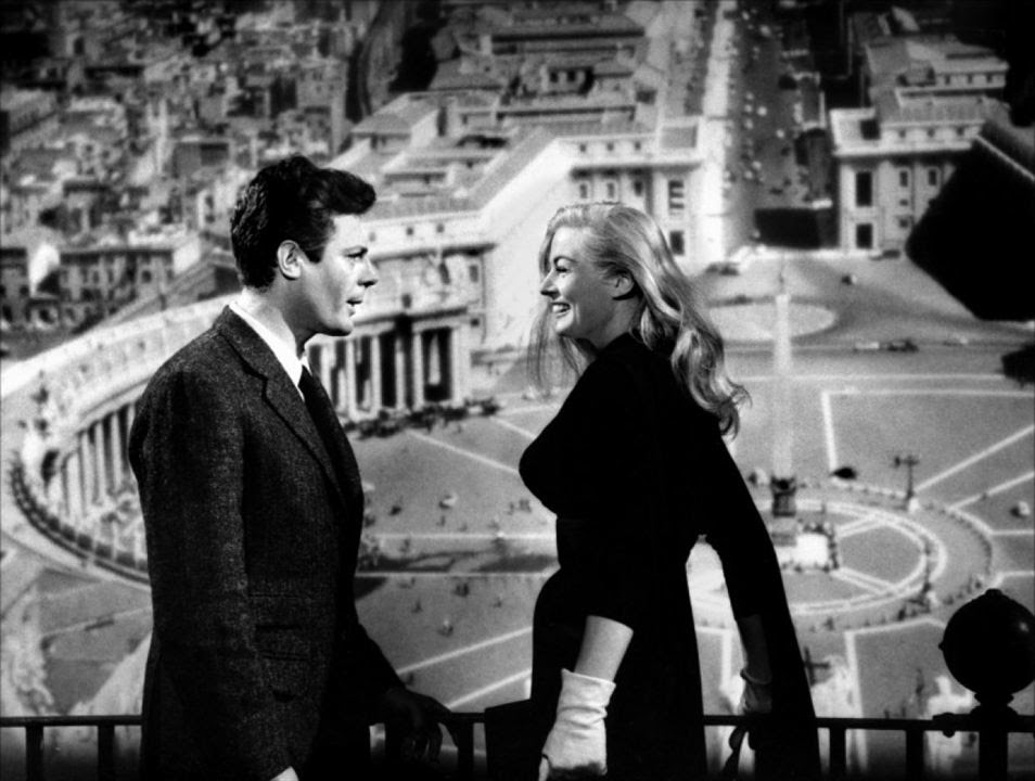 protagonistas la dolce vita con la ciudad de roma de fondo