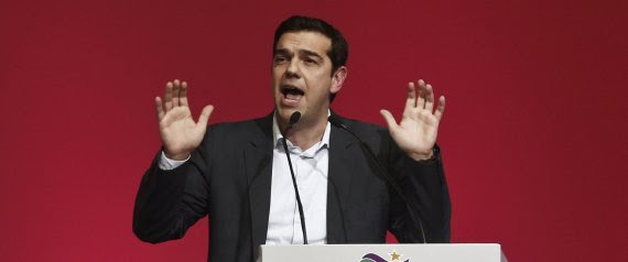Alexis Tsipras, opposition leader and head of radical leftist Syriza party, delivers a speech during a party congress in Athens January 3, 2015. The European Central Bank could not exclude Greece if it decided to move to a full quantitative easing programme to stimulate the euro zone's faltering economy, Tsipras said on Saturday.   REUTERS/Alkis Konstantinidis (GREECE - Tags: POLITICS ELECTIONS BUSINESS)