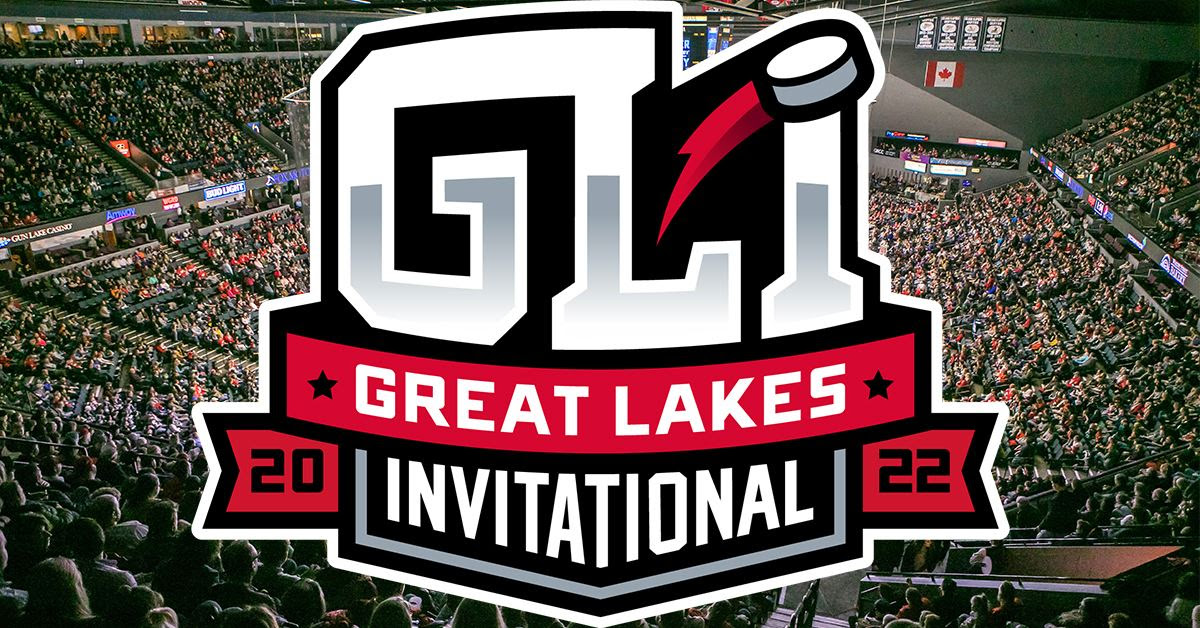 GLI | Great Lakes Invitational 2022 Logo over photo of crowd inside Van Andel Arena