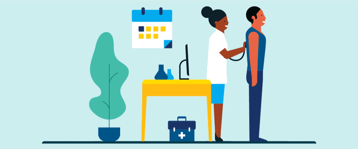 illustration of a person visiting a doctor