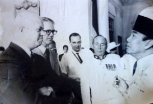 A meeting with Indonesia’s President Sukarno.