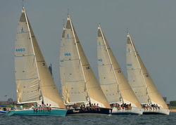 J/44s sailing one-design at Block Island