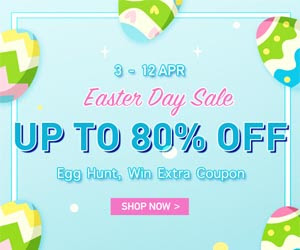 Up To 80% Off , Buy More Save More: $2.1-$2 Off  Sitewide ; $55-$5 Off  Sitewide ; $79-$10 Off   Sitewide ;  $129-$17 Off   Sitewide ; (Valid Period: 04/03/2020-04/12/2020) Only Available for US,CA and AU