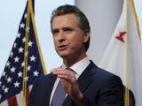 Gov. Gavin Newsom updates the state&#39;s response to the coronavirus at the Governor&#39;s Office of Emergency Services in Rancho Cordova, Calif., Monday, March 23, 2020. Newsom said he would close parking lots at dozens of beaches and state parks to prevent the spread of coronavirus after large groups flocked to the coast and mountains to get outdoors on the first weekend since the state&#39;s stay-at-home order took effect. (AP Photo/Rich Pedroncelli, Pool)