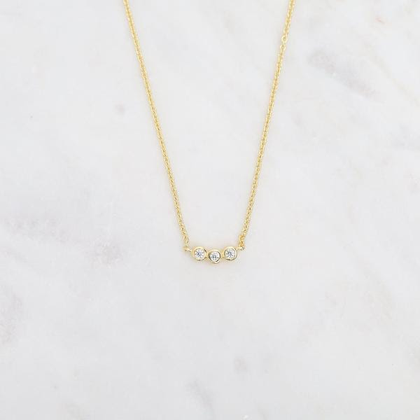 Gold Vermeil 3 Bezel Set CZ Necklace