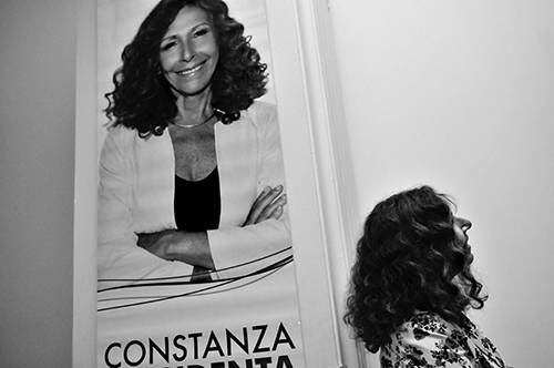 Constanza Moreira, ayer, durante el acto de lanzamiento de campaña de su candidatura para las elecciones internas del FA en el local La huellla de Seregni./ Foto: Javier Calvelo 
