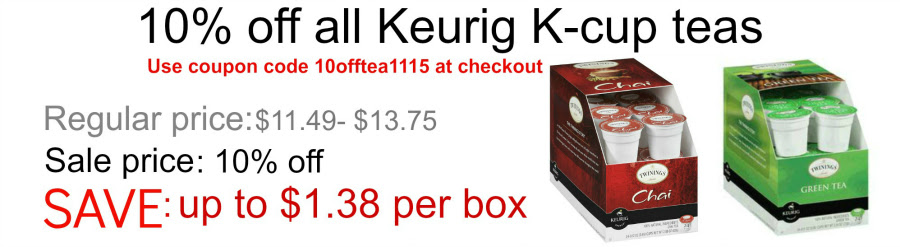 Save 10% on all Keurig K-cup teas