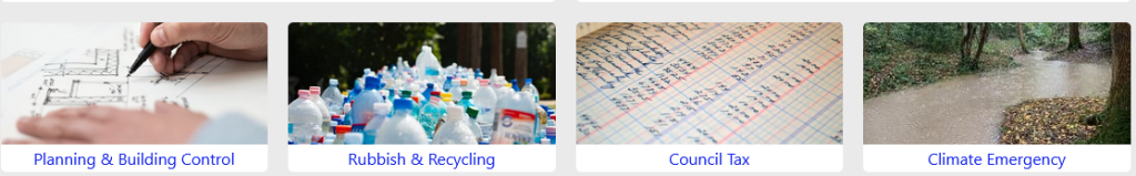 Image panel of main menu items on Rother District Council home page