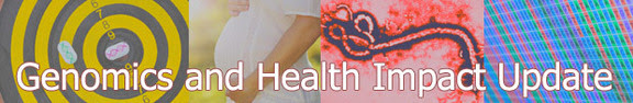 White pills on yellow and black dart target with DNA, pregnant woman, ebola, sequencing, Genomics and Health Impact Update