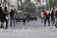 Rioting Arabs clashing with IDF soldiers near the Qalandia checkpoint north of Jerusalem.
