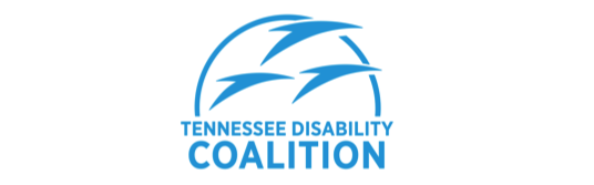 Three symbols in a half circle, the logo of the Tennessee Disability Coalition