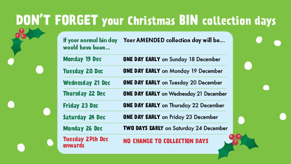 2022 Christmas bin collections dates