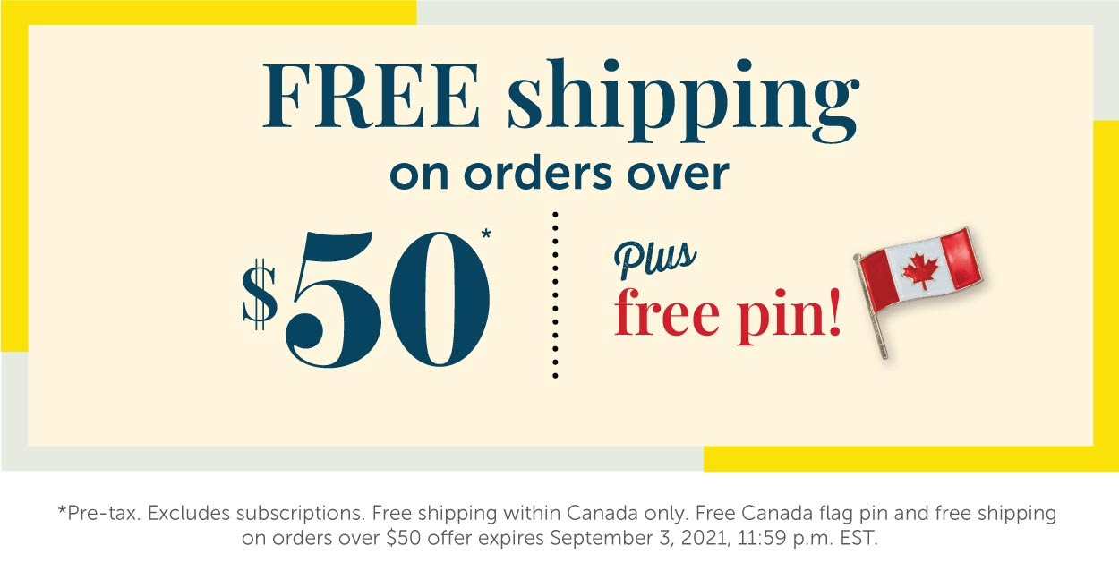 Free shipping and Flag Pin on orders over $50!