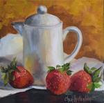 Strawberries And White Creamer - Posted on Saturday, March 21, 2015 by Cheri Wollenberg