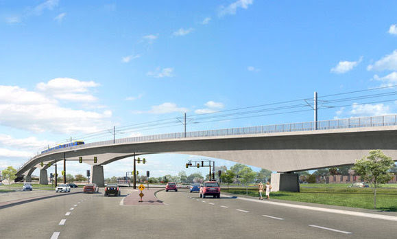 Rendering of LRT bridge over Excelsior Blvd in Hopkins