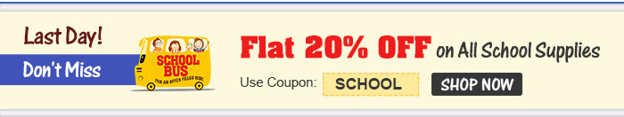 Flat 20% OFF on All School Supplies