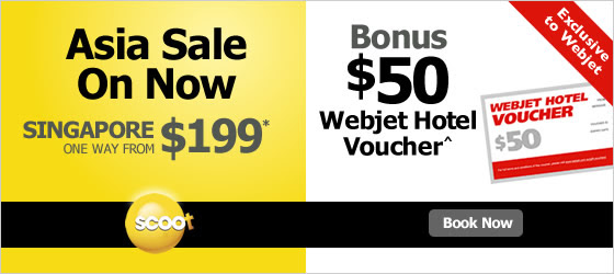 Scoot to Asia from $199 One Way + $50 Webjet Hotel Voucher