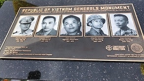 Bia tưởng niệm 5 vị Tướng lãnh Việt Nam Cộng Hòa được khánh thành tại Bankstown City